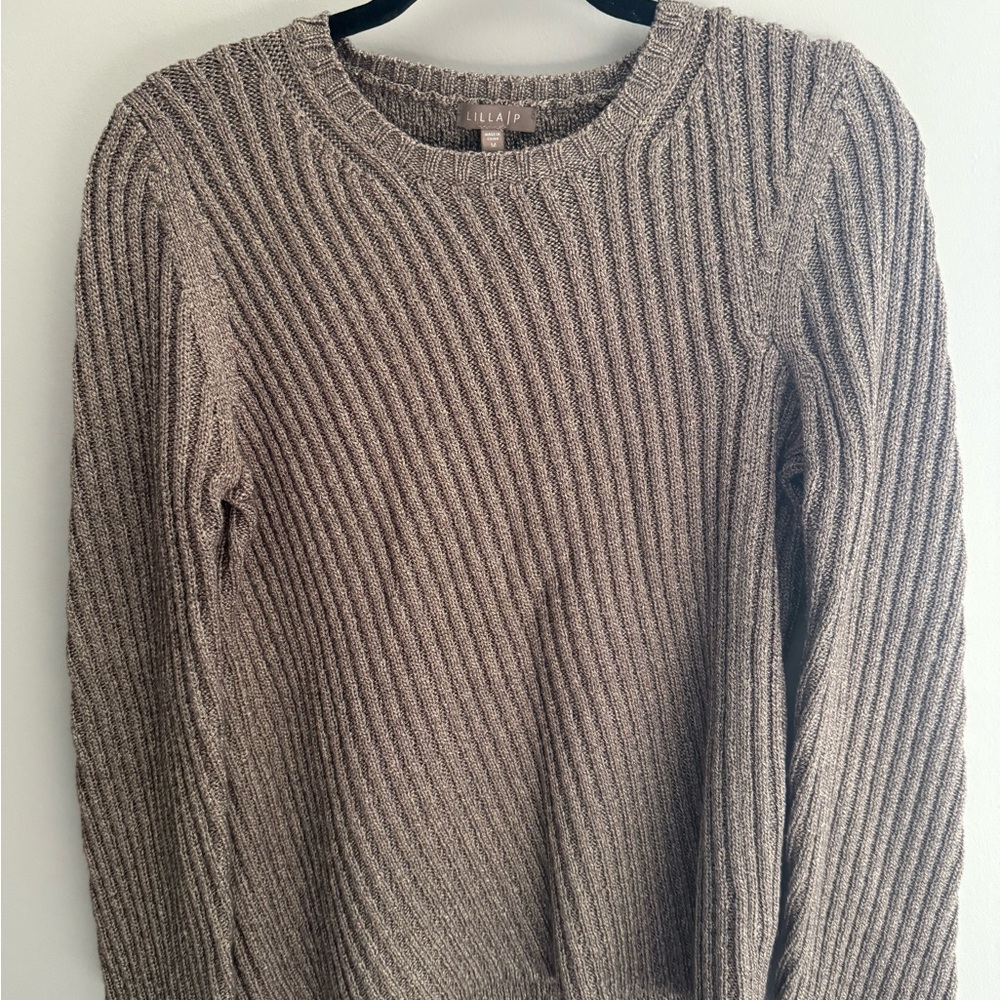 Lilla P Heathered Ribbed Crew‎ Neck Sweater